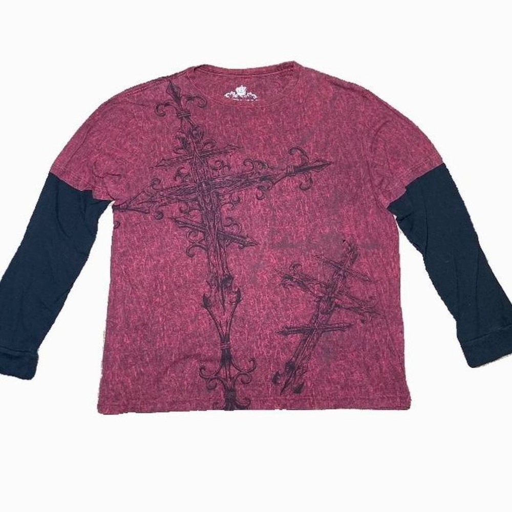 Vintage affliction mma elite style layered shirt size XL